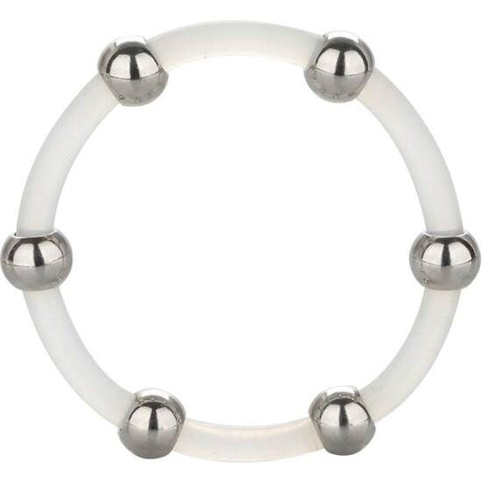 Calexotics - Bague En Silicone Perlée Acier Xl - CALEXOTICS | sextoys, jouets sexuels pour hommes, accessoires de pénis, anneaux de pénis, cockrings sans vibration | Dimensions : 37