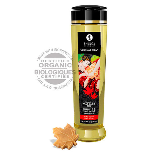 Shunga - Huile De Massage Bio Délicieux À L'Érable 240 Ml - SHUNGA OILS | pharmacie, pour les massages, huiles de massage sans saveur | Dimensions : 260