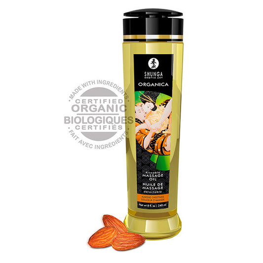 Shunga - Huile De Massage Aux Amandes Bio 240 Ml - SHUNGA OILS | pharmacie, pour les massages, huiles de massage sans saveur | Dimensions : 260