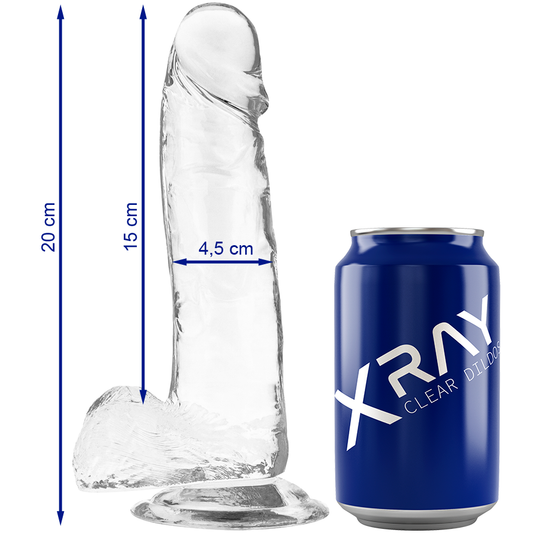 X Ray - Bite Transparente Avec Boules 20 Cm -O- 4.5 Cm - X RAY | sextoys, godes sans vibration, pénis réalistes | Dimensions : 374