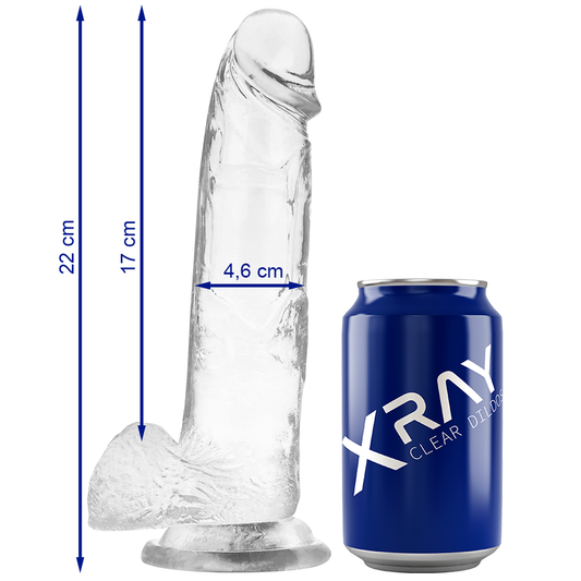 X Ray - Bite Transparente Avec Boules 22 Cm -O- 4.6 Cm - X RAY | sextoys, godes sans vibration, pénis réalistes | Dimensions : 430