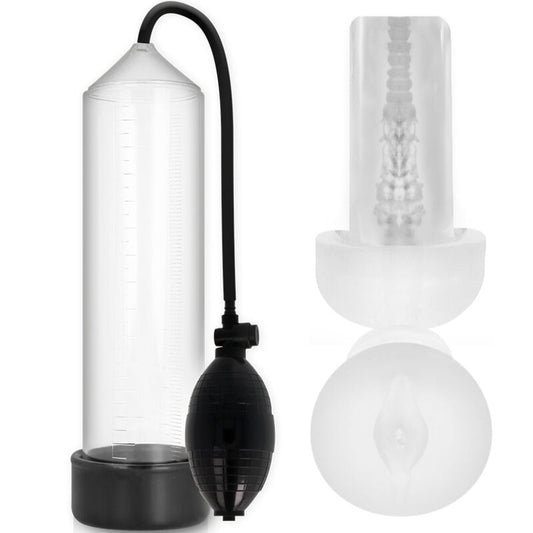 Pump Addicted - Rx3 Transparent Avec Manchon De Plaisance - PUMP ADDICTED | sextoys, jouets sexuels pour hommes, accessoires de pénis, pénis agrandisseur pompe | Dimensions : 0