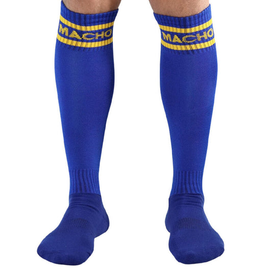 Macho - Chaussettes Longues Taille Unique Bleu - MACHO UNDERWEAR | mode et lingerie, lingerie homme, chaussettes | Dimensions : 90