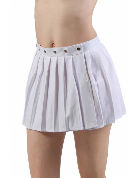 Jupe Porte-feuille Plissée Wetlook Blanche