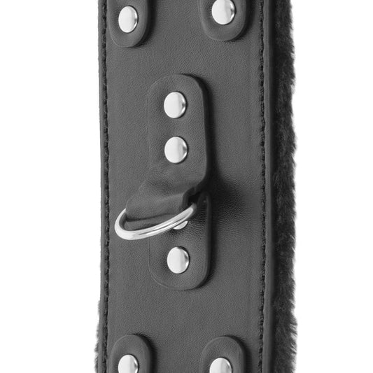 ;Menottes Ajustables en Cuir Noir avec Cadenas